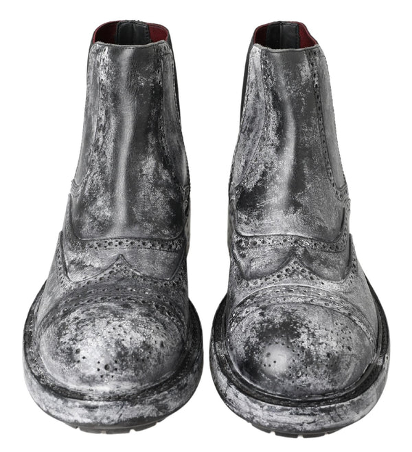 Schwarzgraue Lederstiefeletten