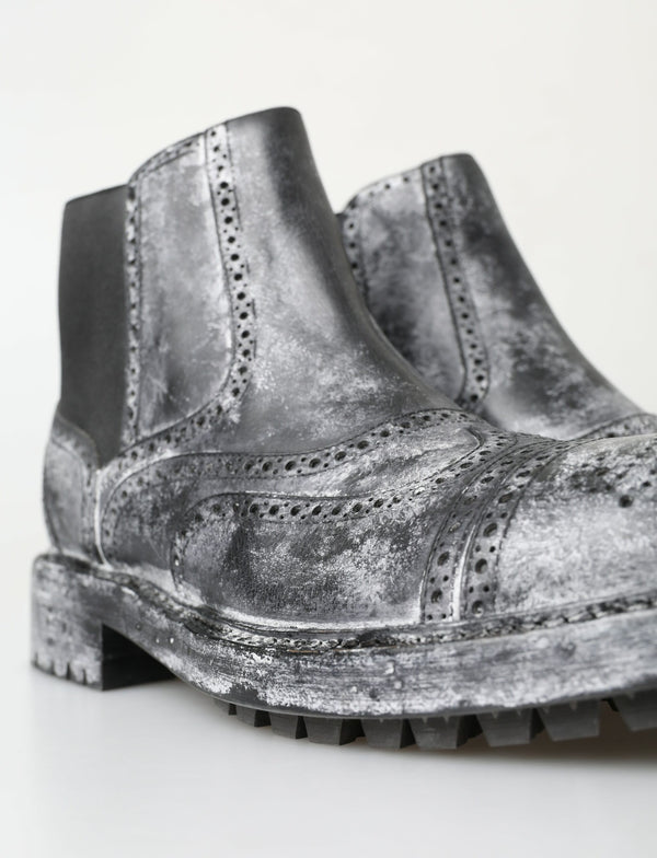 Schwarzgraue Lederstiefeletten