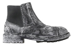 Schwarzgraue Lederstiefeletten