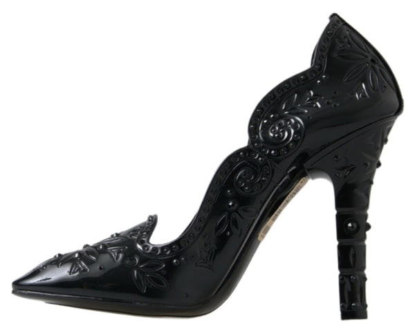 Schwarz CINDERELLA Floral Crystal Heels Schuhe