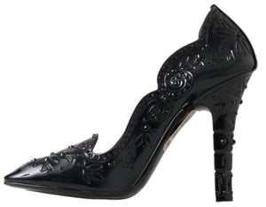 Schwarz CINDERELLA Floral Crystal Heels Schuhe