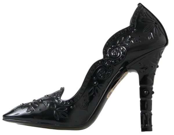 Schwarz CINDERELLA Floral Crystal Heels Schuhe