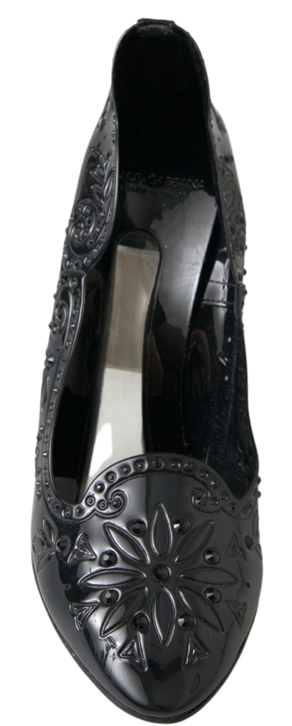 Schwarz CINDERELLA Floral Crystal Heels Schuhe