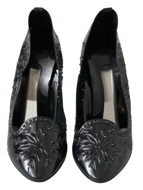 Schwarz CINDERELLA Floral Crystal Heels Schuhe