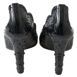 Schwarz CINDERELLA Floral Crystal Heels Schuhe