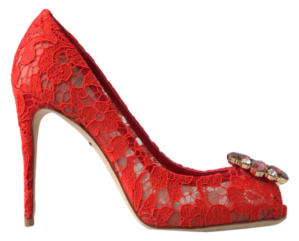 Rot Taormina Spitze Kristall Heels Pumps Schuhe