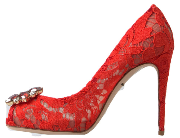 Rot Taormina Spitze Kristall Heels Pumps Schuhe
