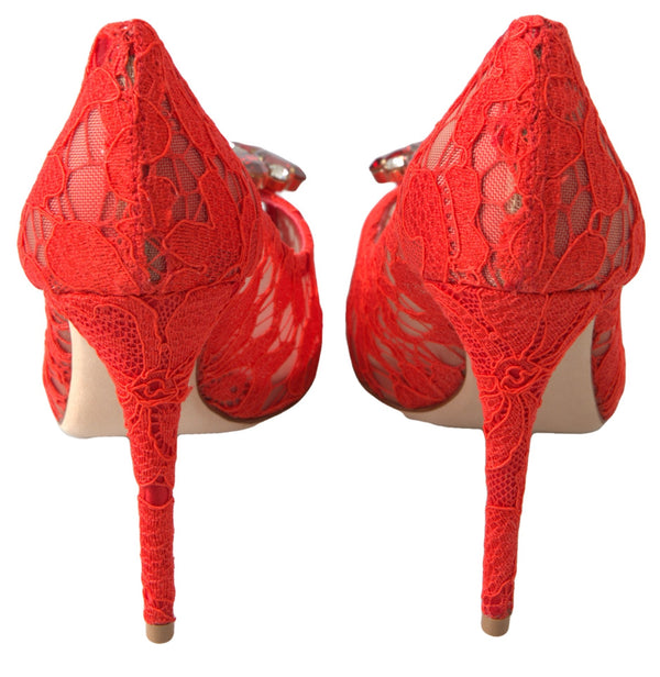 Rot Taormina Spitze Kristall Heels Pumps Schuhe
