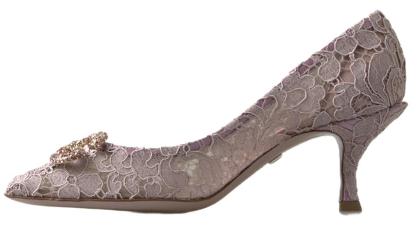 Rosa Floral Spitze DG Kristall Pumps Schuhe