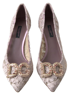 Rosa Floral Spitze DG Kristall Pumps Schuhe