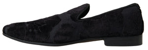 Schwarzer Brokat Loafers Formelle Schuhe