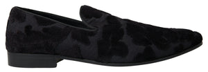 Schwarzer Brokat Loafers Formelle Schuhe