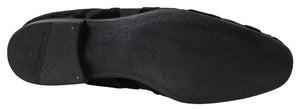 Schwarzer Brokat Loafers Formelle Schuhe