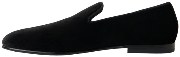 Schwarzer Samt Loafers Formelle Schuhe