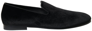 Schwarzer Samt Loafers Formelle Schuhe