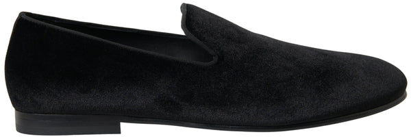 Schwarzer Samt Loafers Formelle Schuhe