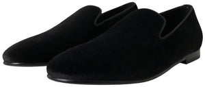 Schwarzer Samt Loafers Formelle Schuhe