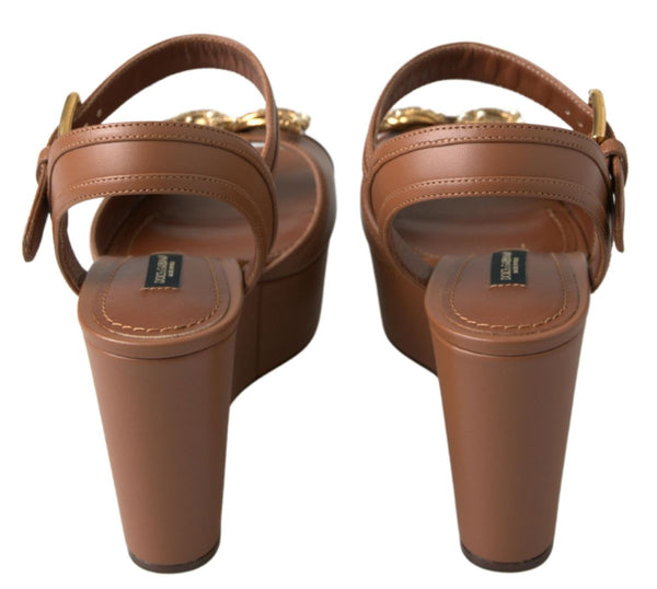 Braunes Leder AMORE Wedges Sandalen Schuhe