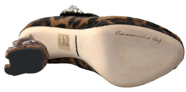 Schwarz Braun Kalb Leopard Absatz Mary Jane Pump Schuhe
