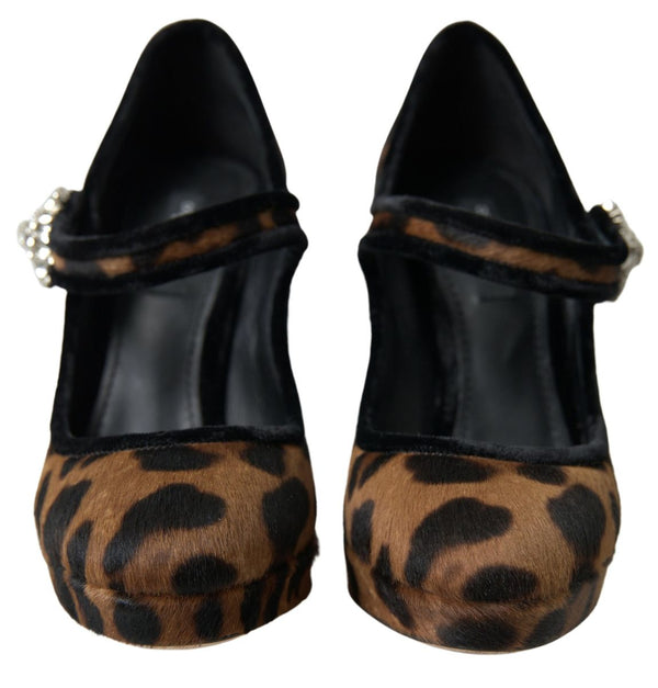 Schwarz Braun Kalb Leopard Absatz Mary Jane Pump Schuhe
