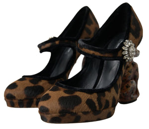 Schwarz Braun Kalb Leopard Absatz Mary Jane Pump Schuhe