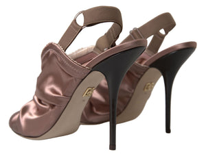 Hellbraune Slingback Stöckelschuhe mit Korsettverschluss