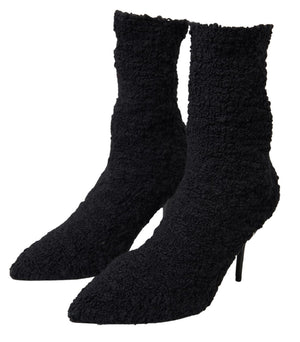 Schwarze Stiletto Heels Mittlere Wadenstiefel