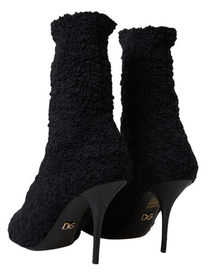 Schwarze Stiletto Heels Mittlere Wadenstiefel