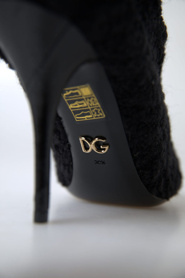 Schwarze Stiletto Heels Mittlere Wadenstiefel