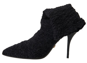 Schwarze Stiletto Heels Mittlere Wadenstiefel