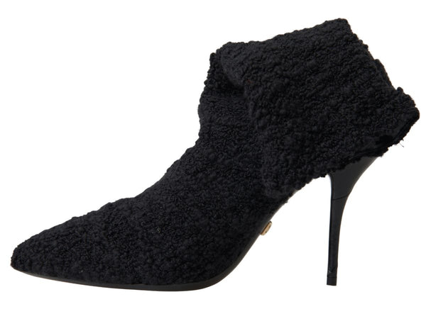 Schwarze Stiletto Heels Mittlere Wadenstiefel