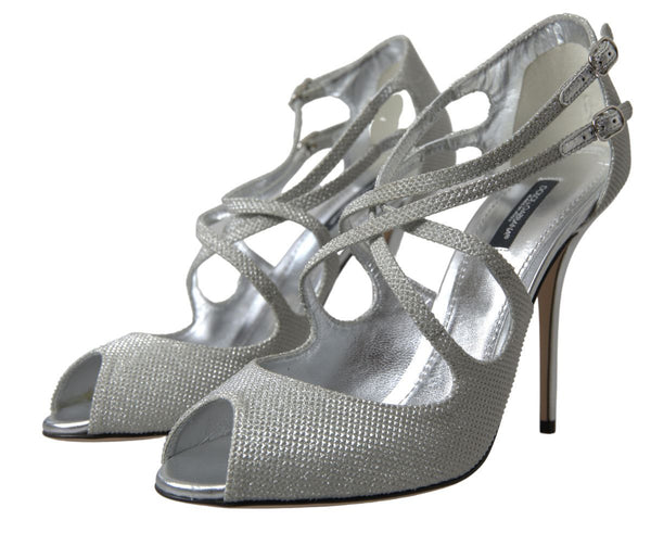 Silber schimmert Sandalen Absatz Pumps Schuhe
