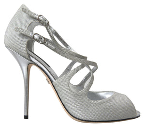 Silber schimmert Sandalen Absatz Pumps Schuhe