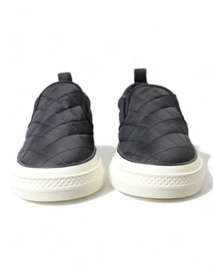 Schwarz gesteppt Slip On Low Top Sneakers Schuhe