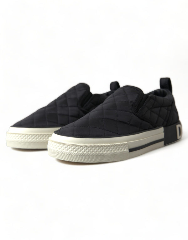 Schwarz gesteppt Slip On Low Top Sneakers Schuhe