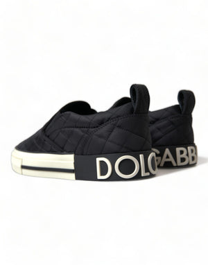 Schwarz gesteppt Slip On Low Top Sneakers Schuhe