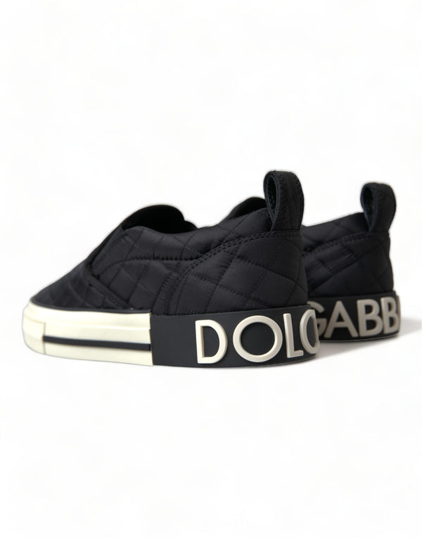Schwarz gesteppt Slip On Low Top Sneakers Schuhe