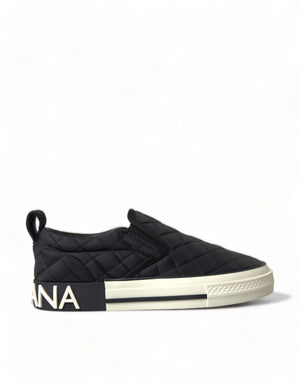 Schwarz gesteppt Slip On Low Top Sneakers Schuhe