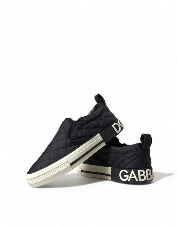 Schwarz gesteppt Slip On Low Top Sneakers Schuhe