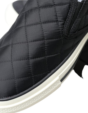 Schwarz gesteppt Slip On Low Top Sneakers Schuhe