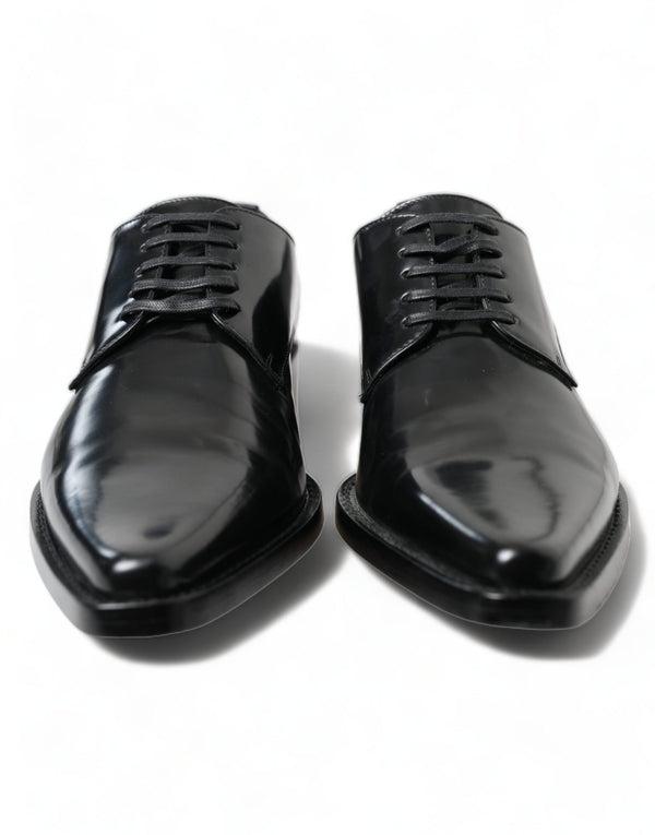 Schwarze Leder Schnürschuhe Formal Flats Schuhe