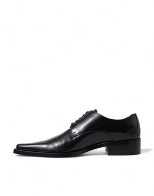 Schwarze Leder Schnürschuhe Formal Flats Schuhe