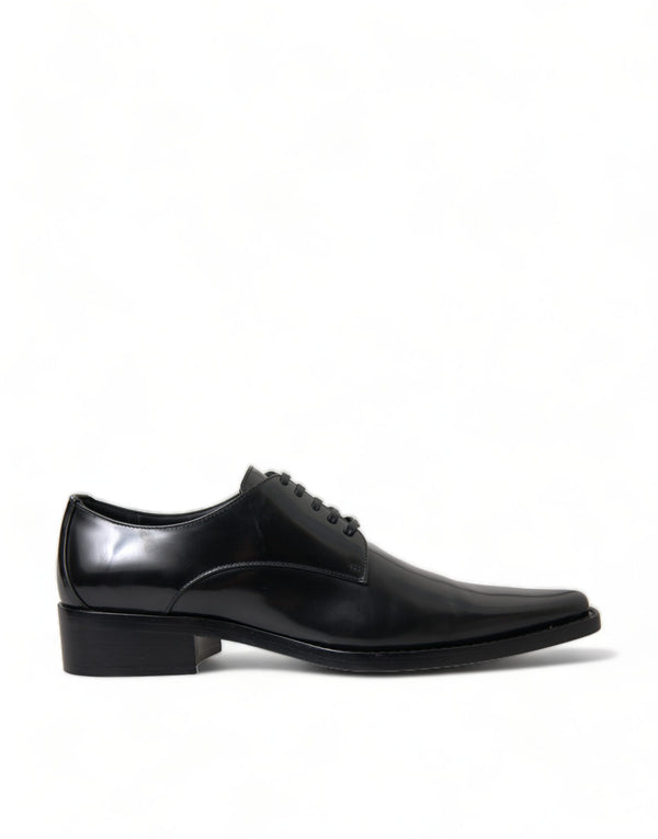Schwarze Leder Schnürschuhe Formal Flats Schuhe