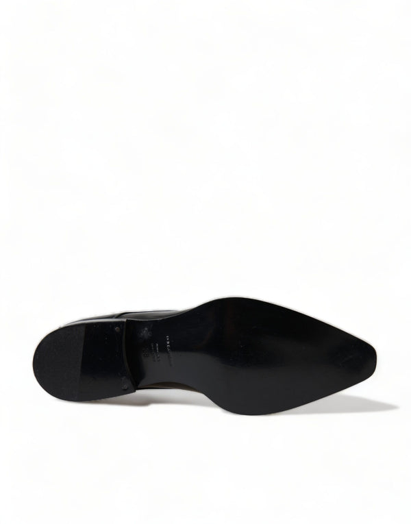 Schwarze Leder Schnürschuhe Formal Flats Schuhe