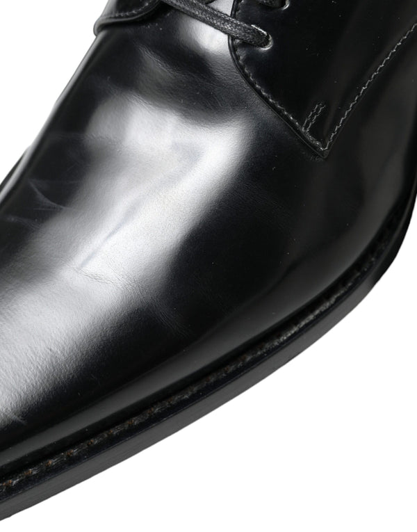 Schwarze Leder Schnürschuhe Formal Flats Schuhe