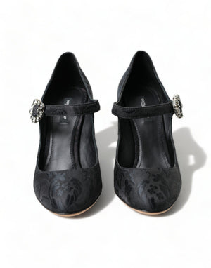 Schwarz Brokat Mary Janes Heels Pumps Schuhe
