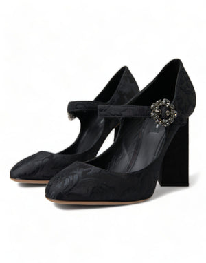 Schwarz Brokat Mary Janes Heels Pumps Schuhe