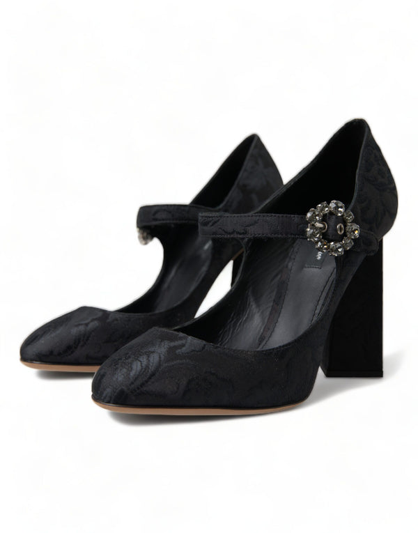 Schwarz Brokat Mary Janes Heels Pumps Schuhe