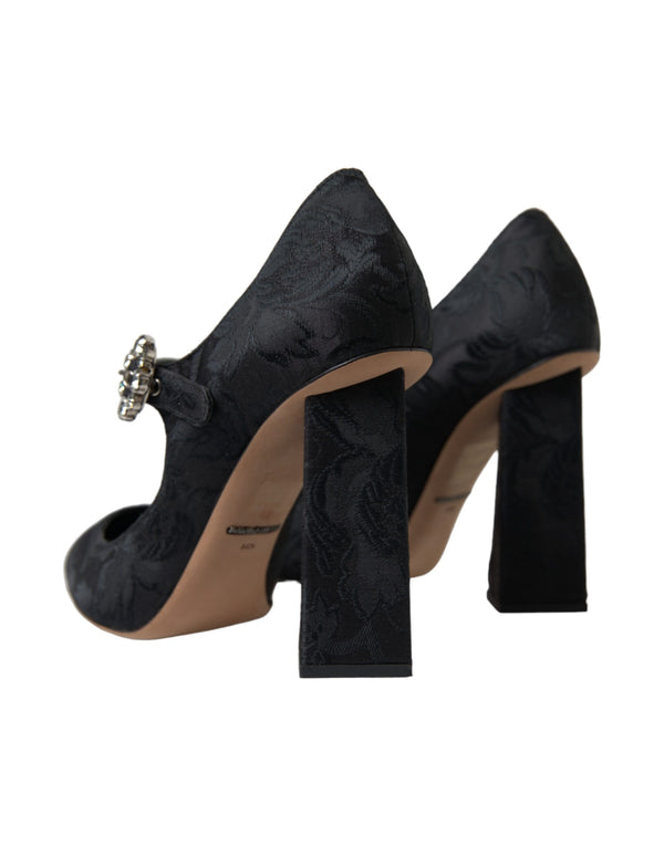 Schwarz Brokat Mary Janes Heels Pumps Schuhe