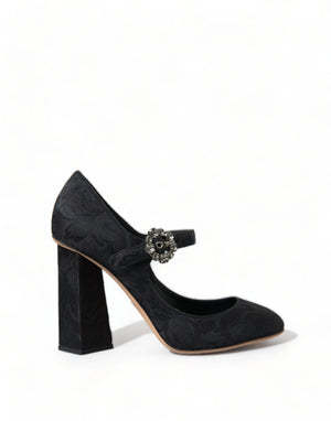 Schwarz Brokat Mary Janes Heels Pumps Schuhe